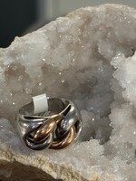 Vintage & Occasion Occasion brede ring van zilver en 14k roodgoud