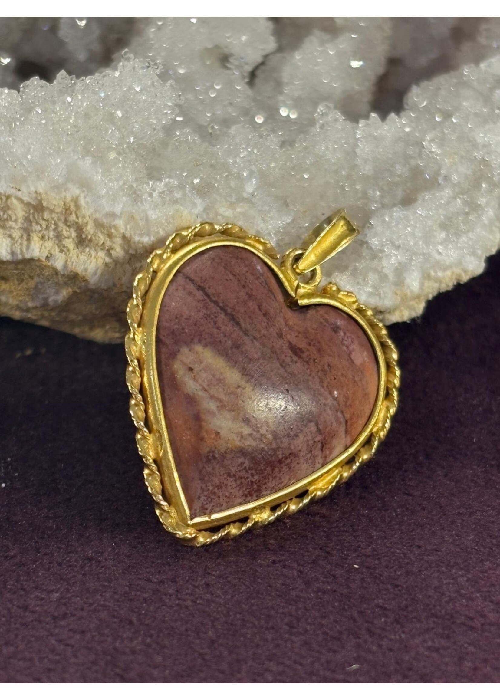 Vintage & Occasion Geelgouden hanger met edelsteen hart