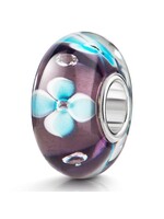Trollbeads Trollbeads - Bedel lila met blauwe bloemen en zirkonia