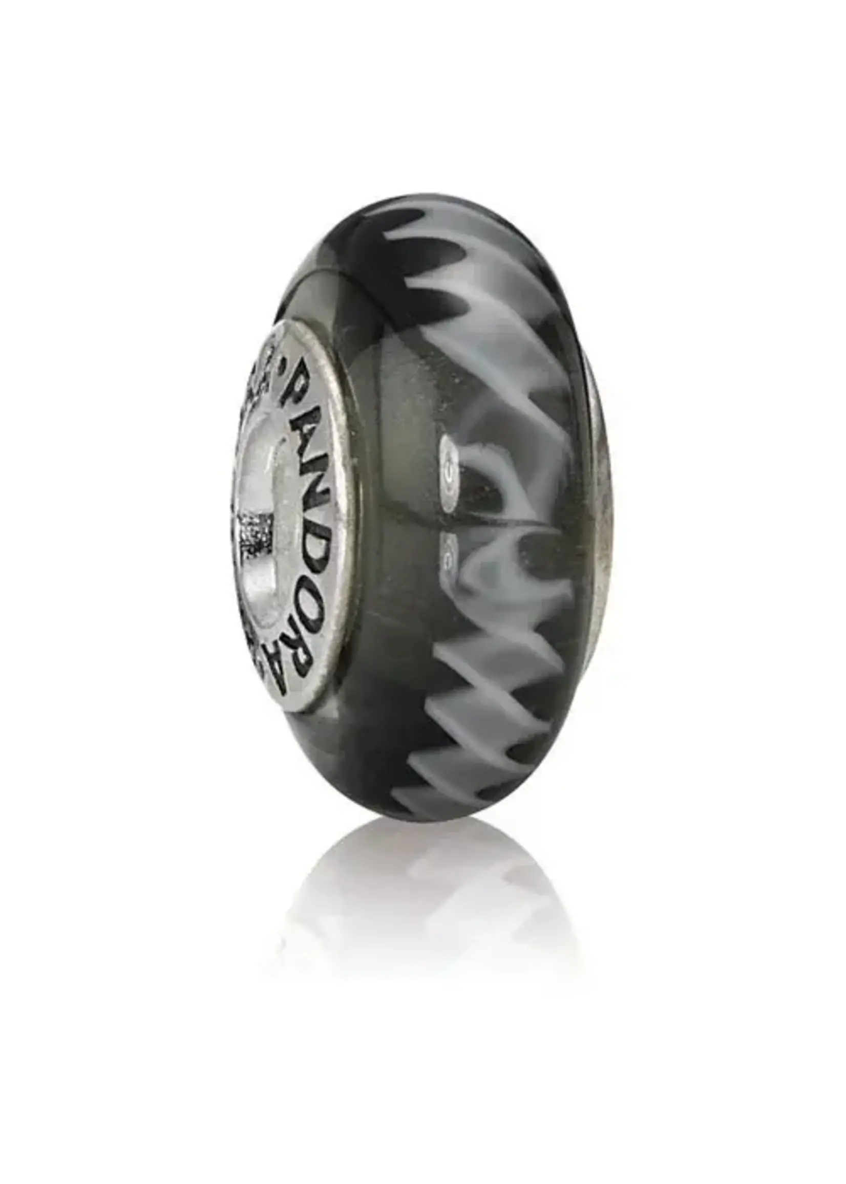 Trollbeads Pandora - Muranoglas bedel Zwart zigzag - 790601