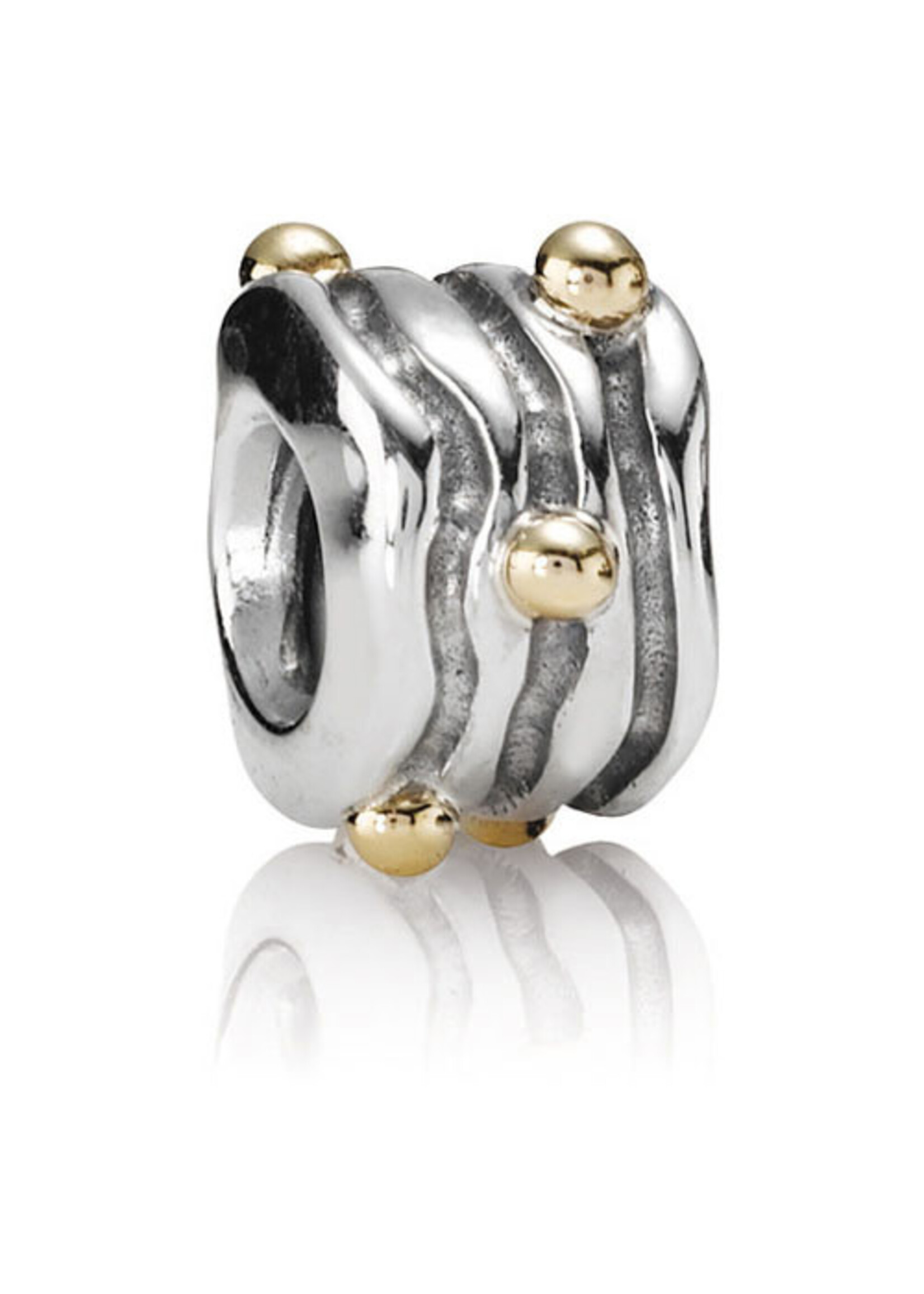 Trollbeads Pandora - Zilveren Wavy met gouden bolletjes - 790167