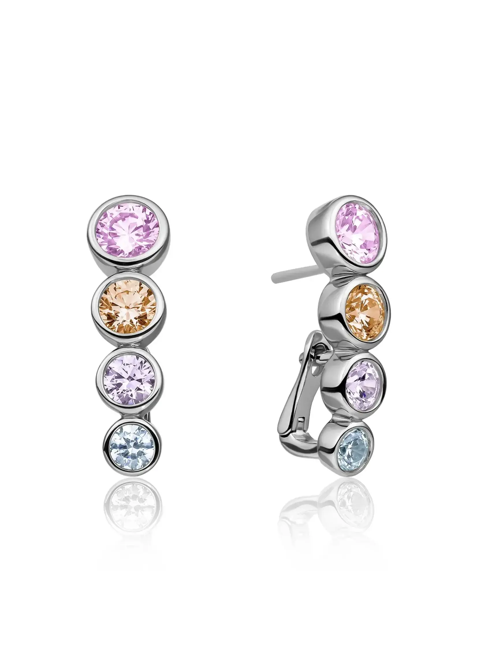 Sparkling Jewels EAS36-MULTI Sparkling Jewels Tube Push Back Earrings - Multi CZ