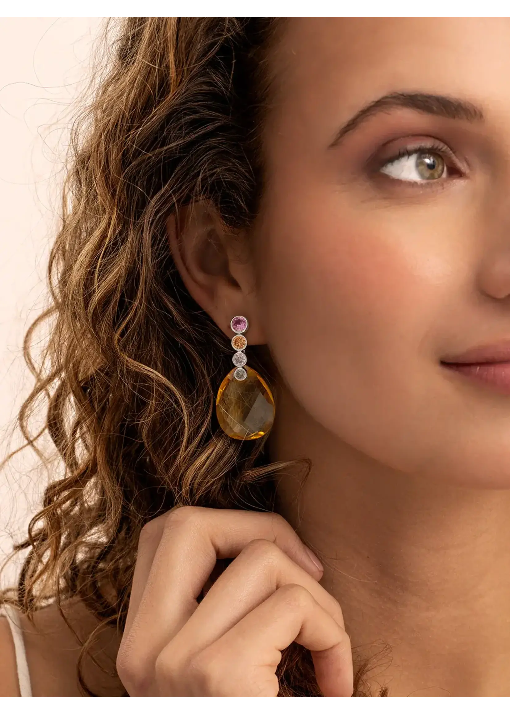 Sparkling Jewels EAS36-MULTI Sparkling Jewels Tube Push Back Earrings - Multi CZ