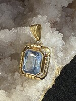 Vintage & Occasion Geelgouden hanger met blauwe topaas