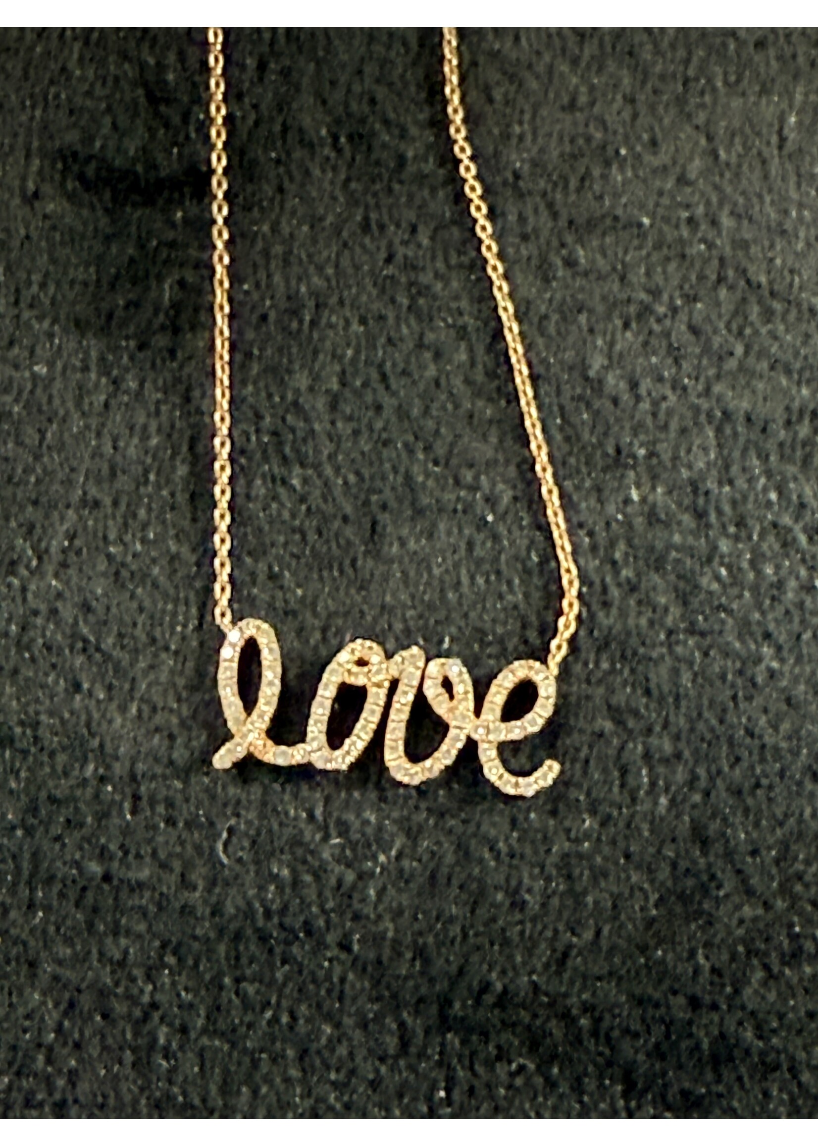 Rosegouden 18k  collier met love in zirkonia - lengte 42cm