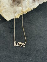 Rosegouden 18k  collier met love in zirkonia - lengte 42cm