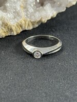 Vintage & Occasion Diamonde  14k witgouden solitair ring met briljant 0.18ct  - maat 17.5