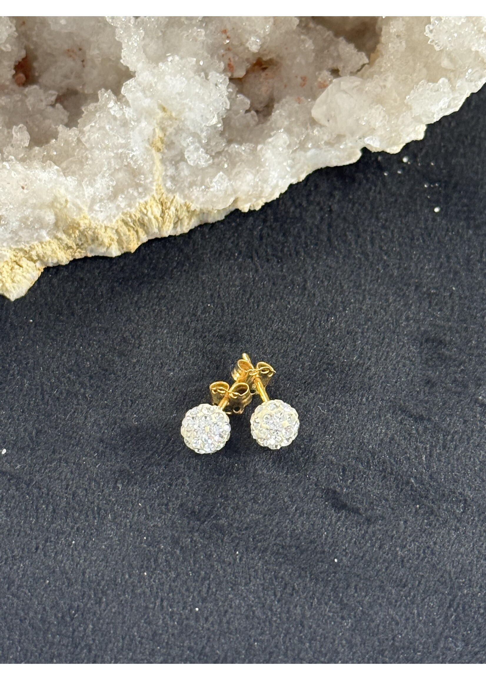 Vintage & Occasion Geelgouden 18k oorknoppen met disco zirkonia