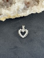 Vintage & Occasion Witgouden hart hanger met zirkonia