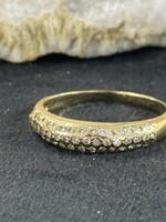 Vintage & Occasion Geelgouden 18k ring ingelegd met briljant - maat 17