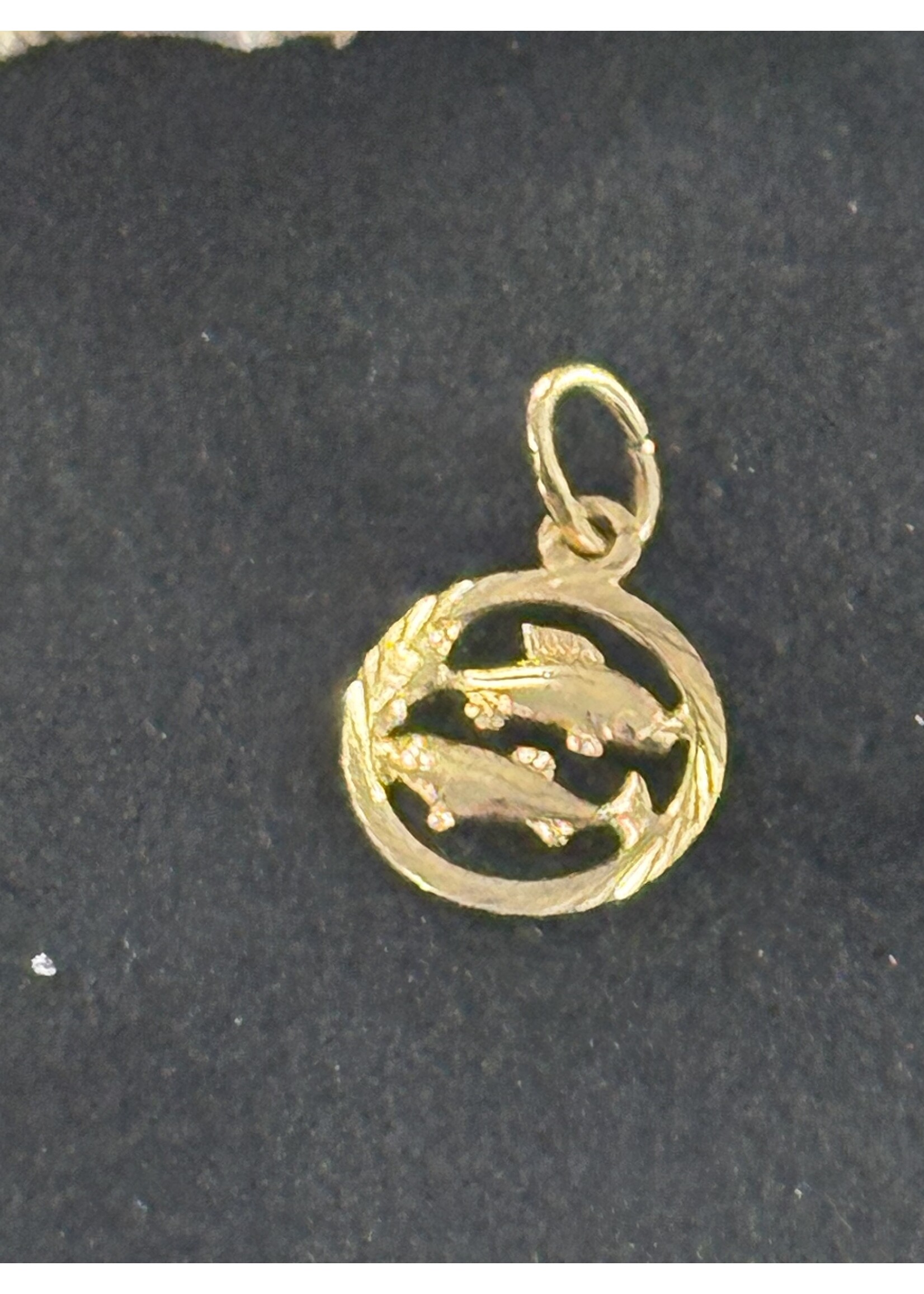 Vintage & Occasion Geelgouden 14k  hanger sterrenbeeld klein vissen