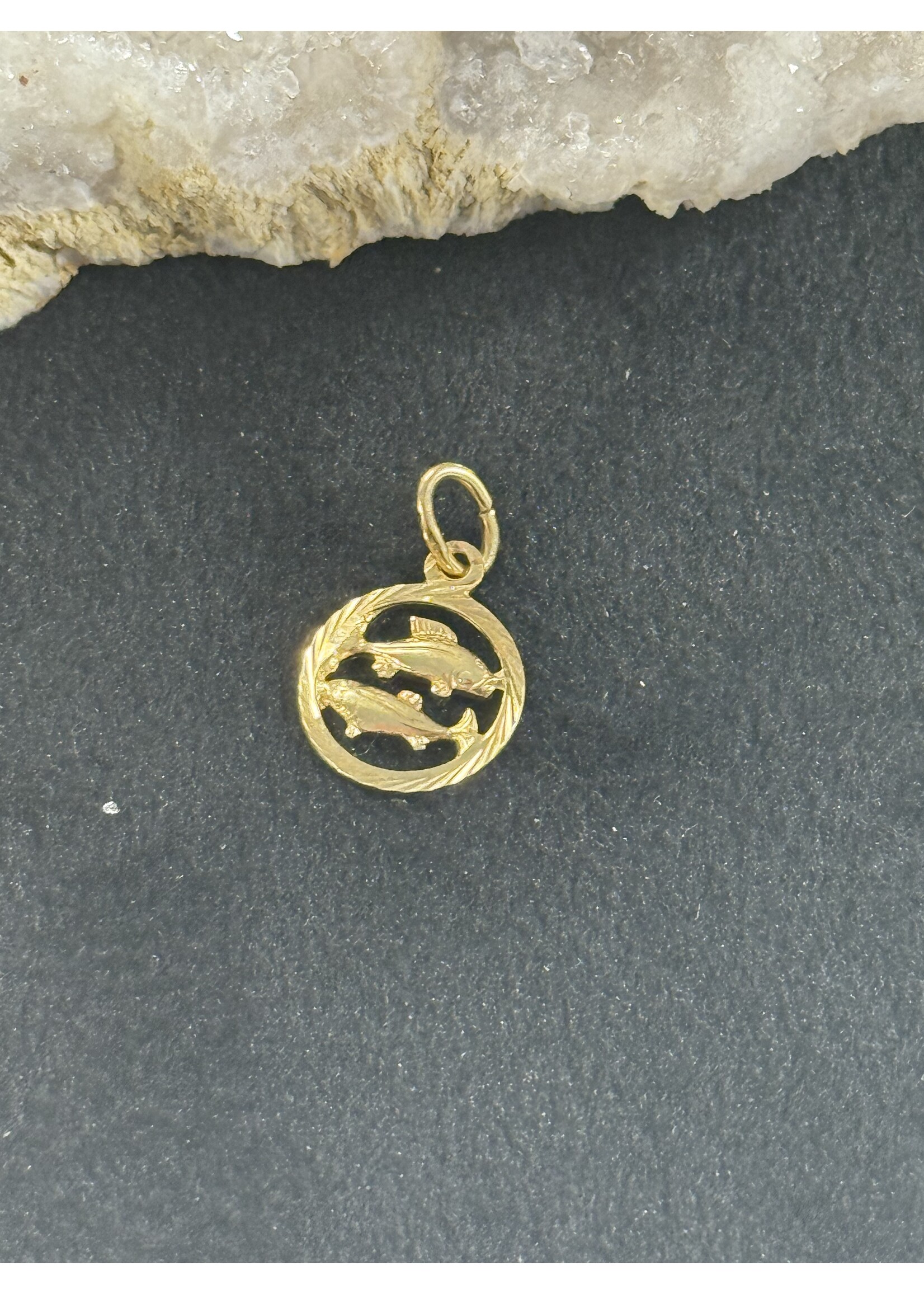 Vintage & Occasion Geelgouden 14k  hanger sterrenbeeld klein vissen