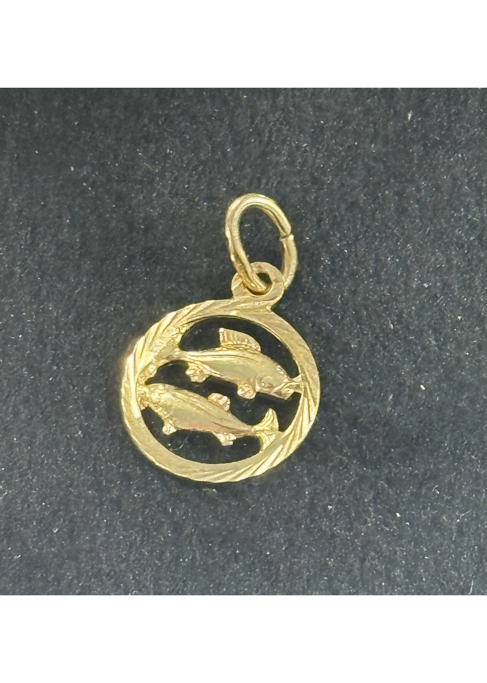 Vintage & Occasion Geelgouden 14k  hanger sterrenbeeld klein vissen