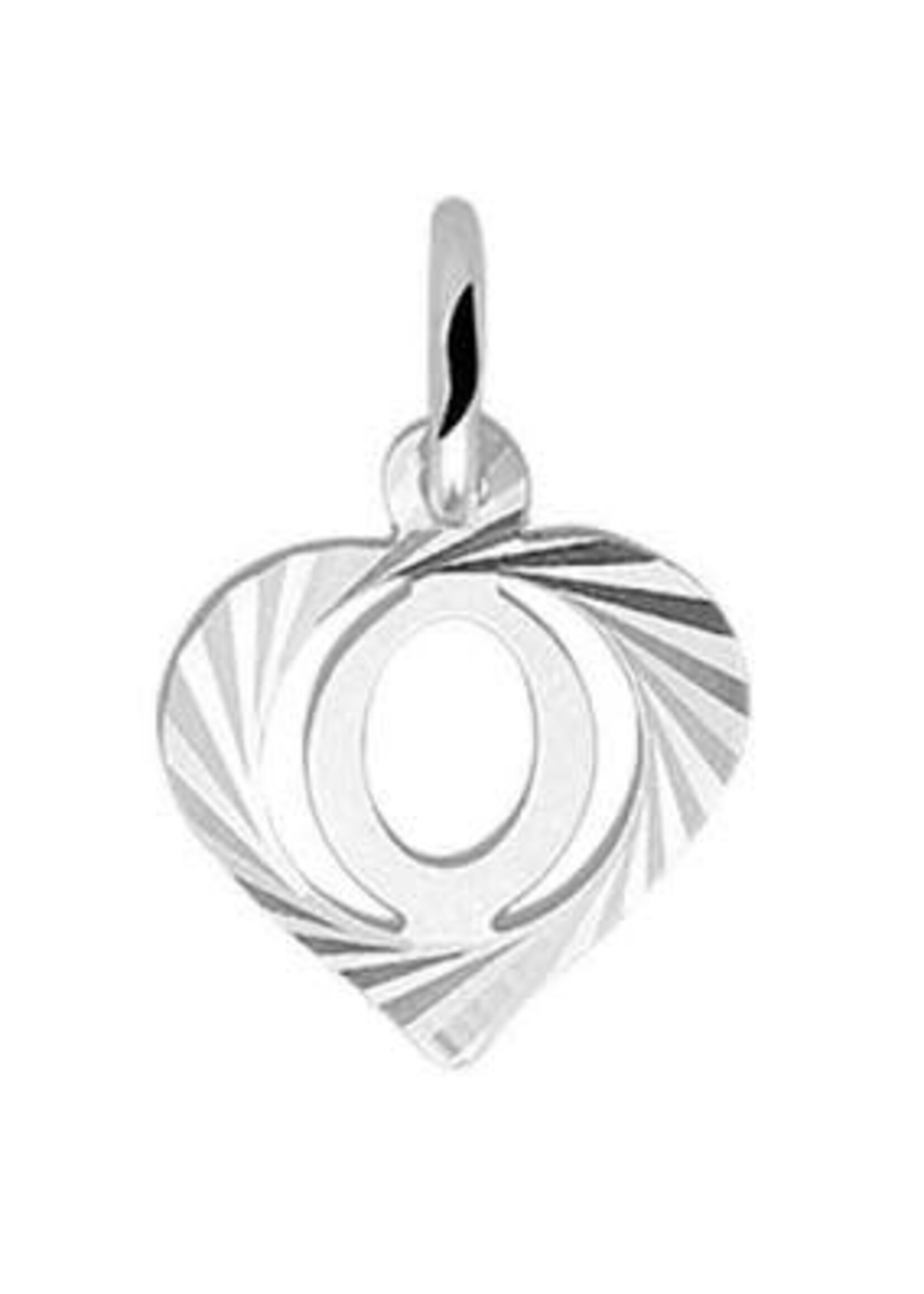 Vintage & Occasion Zilveren hanger alfabet in hart facet - Letter O