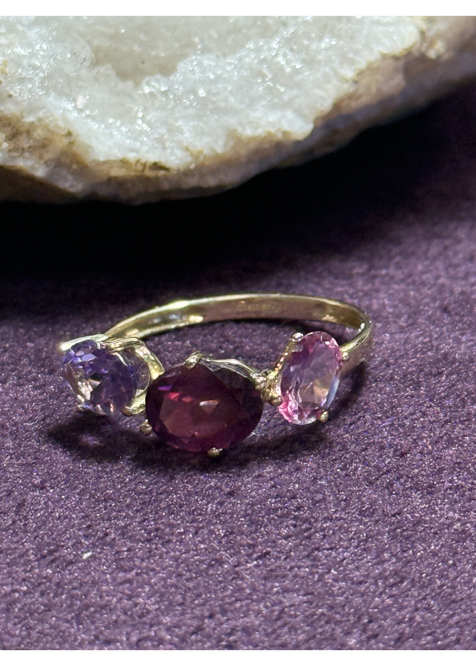 Cataleya jewels Geelgouden Ring met Roze Topaas – Maat 17.5 | Uniek Vintage Sieraad