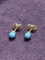 Cataleya jewels Geelgouden oorknopjes met blauw steentje
