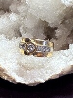 Vintage & Occasion Geelgouden royale  18k ring met briljanten - maat 16