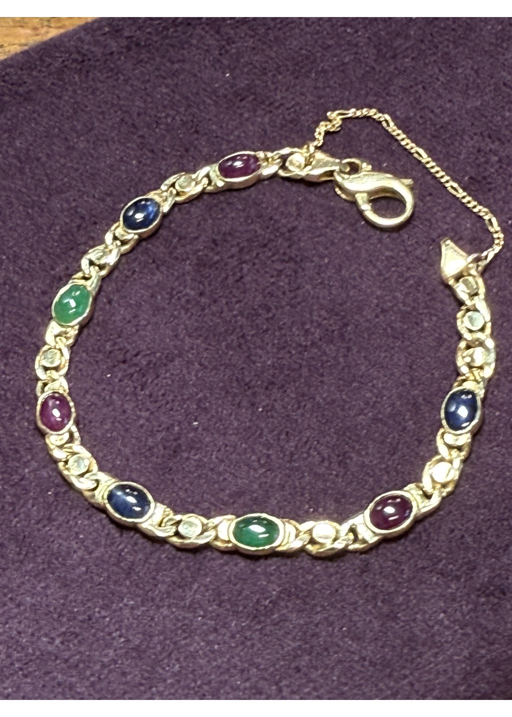 Vintage & Occasion Geelgouden armband met verschillende edelstenen - lengte 19 cm