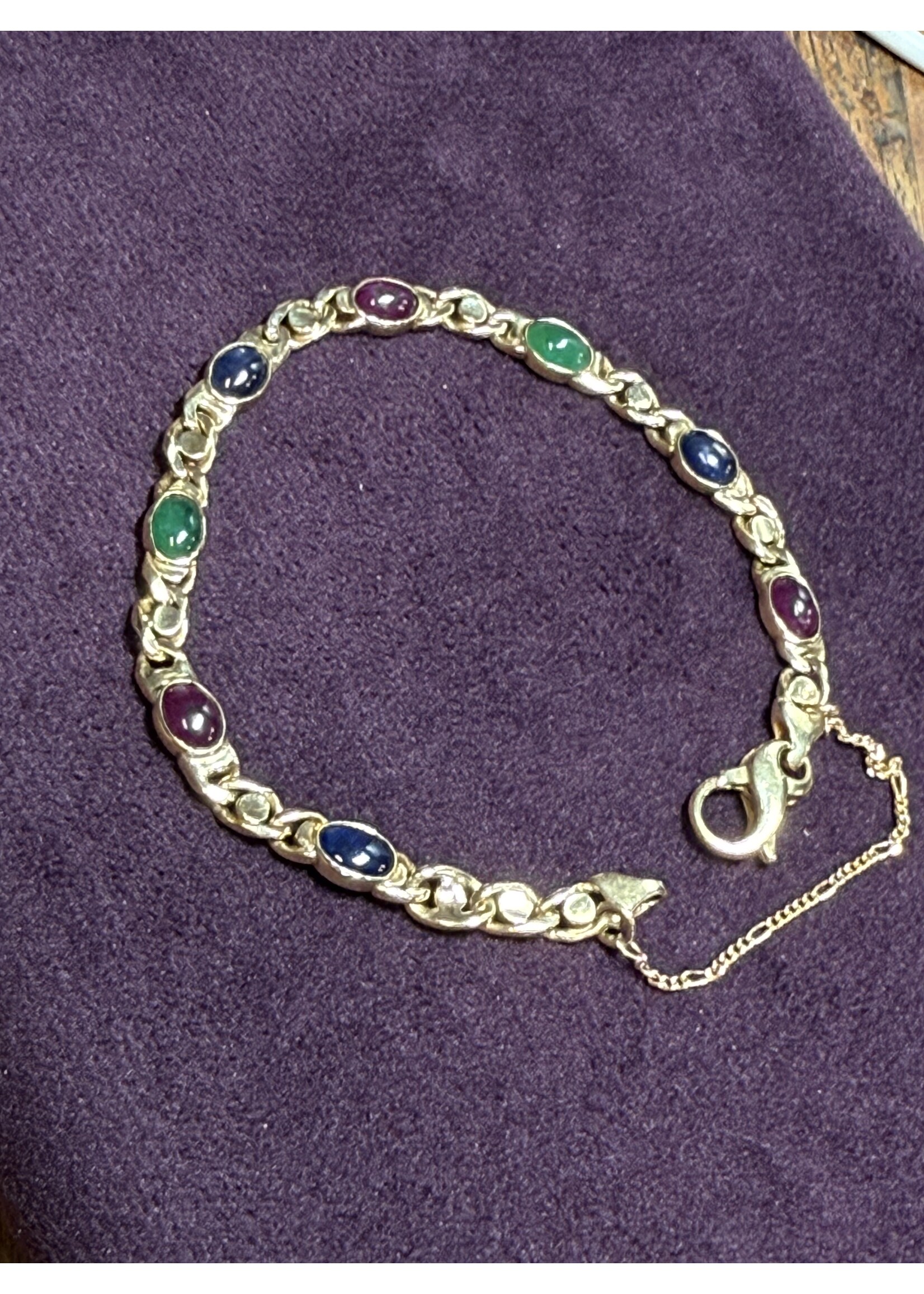 Vintage & Occasion Geelgouden armband met verschillende edelstenen - lengte 19 cm