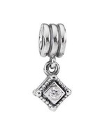 Vintage & Occasion Pandora - Zilveren bedel hangende ruit transparant