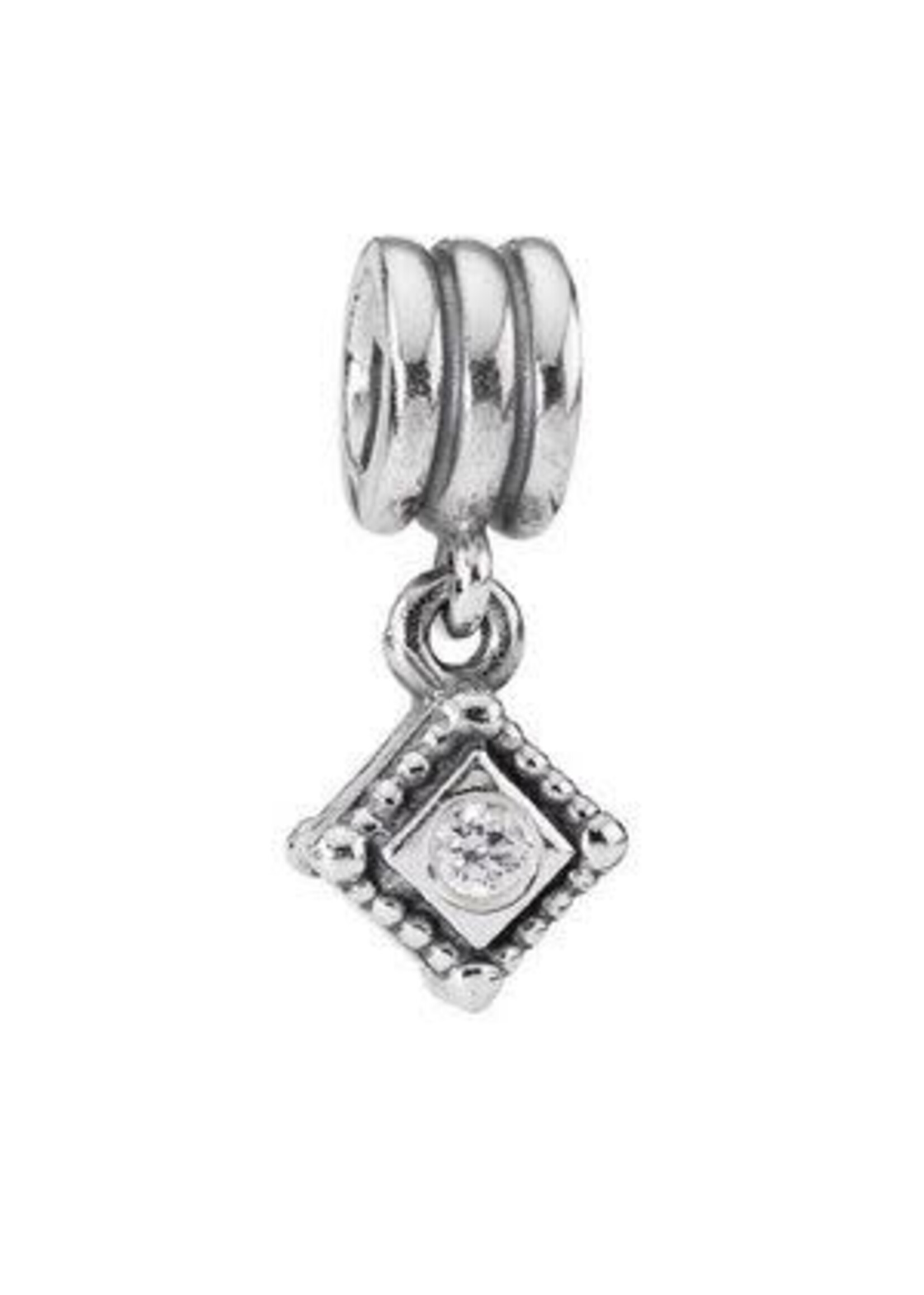 Vintage & Occasion Pandora - Zilveren bedel hangende ruit transparant