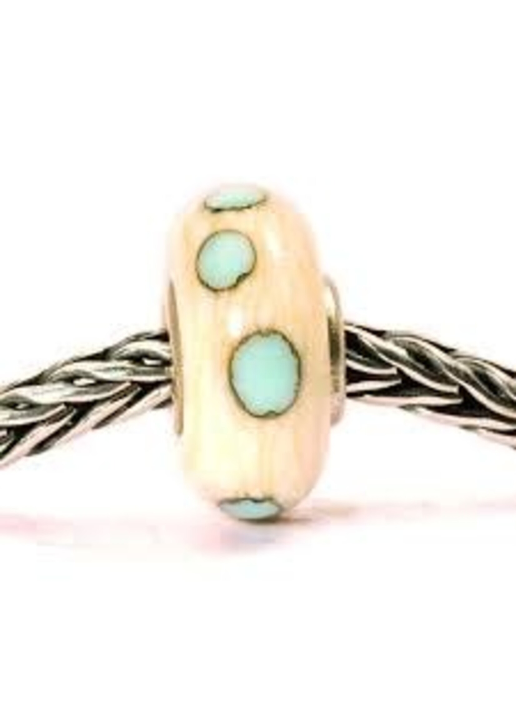 Trollbeads Trollbeads - beige blauwe stip - TGLBE-61364