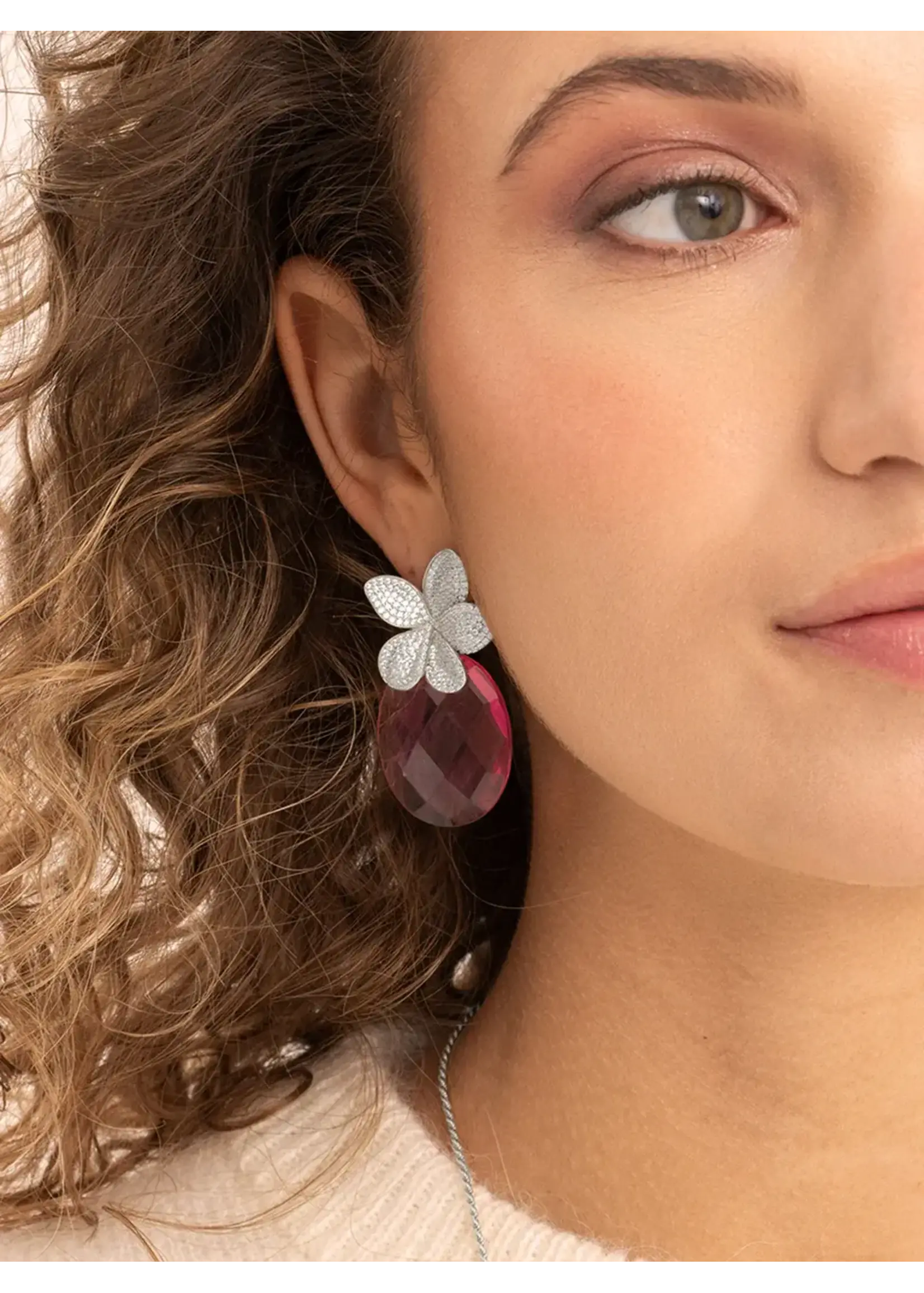 Sparkling Jewels Sparkling Jewels Flora Push Back Oorbellen Zilverkleurig EAS38 cz – Elegant & Stralend bij Juwelier Jansen Rotterdam