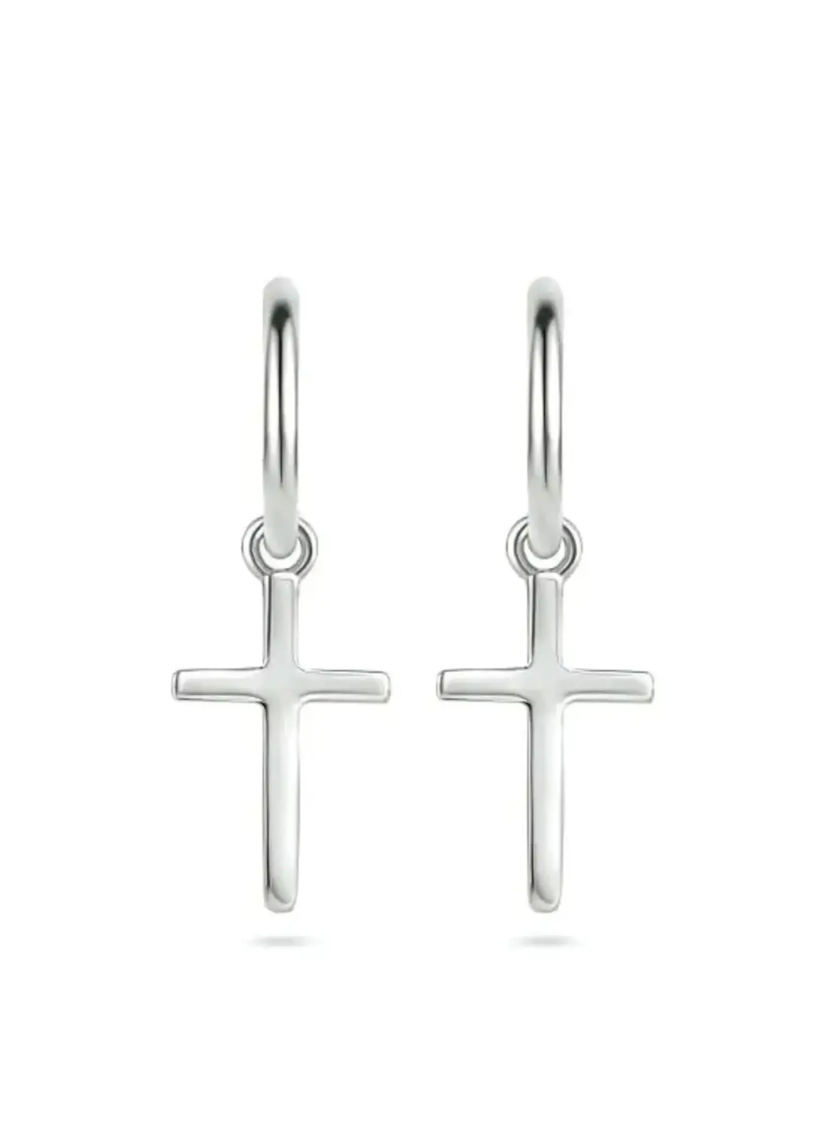 Vintage & Occasion Zilveren oorringen ronde buis 15mm 1,2 met kruisje