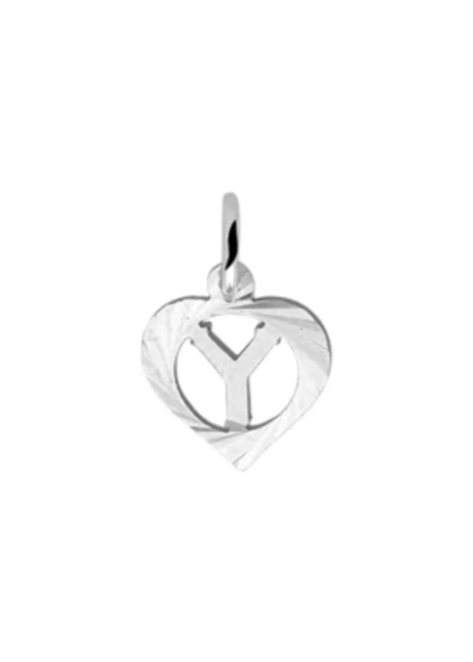 Cataleya jewels Zilveren hanger alfabet in hart facet - Letter Y