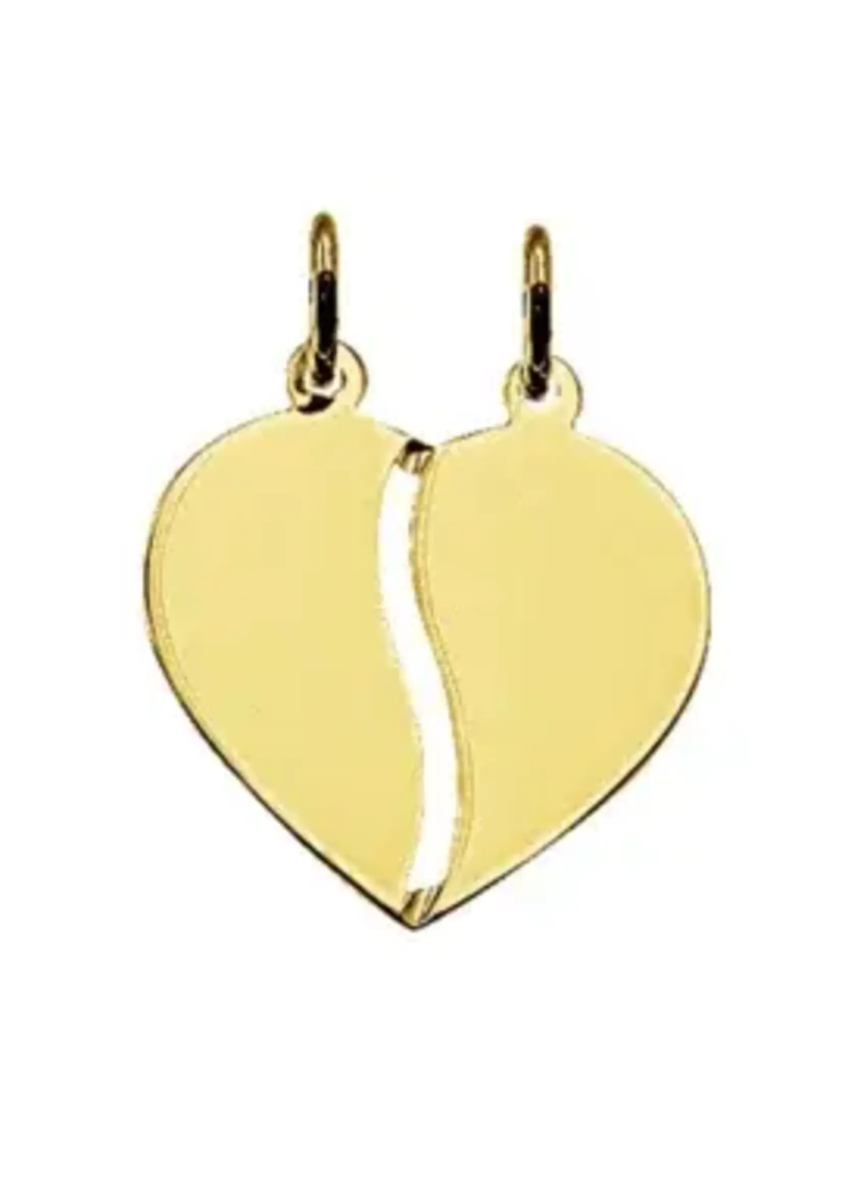 Vintage & Occasion Goud op zilveren hanger breekhartje