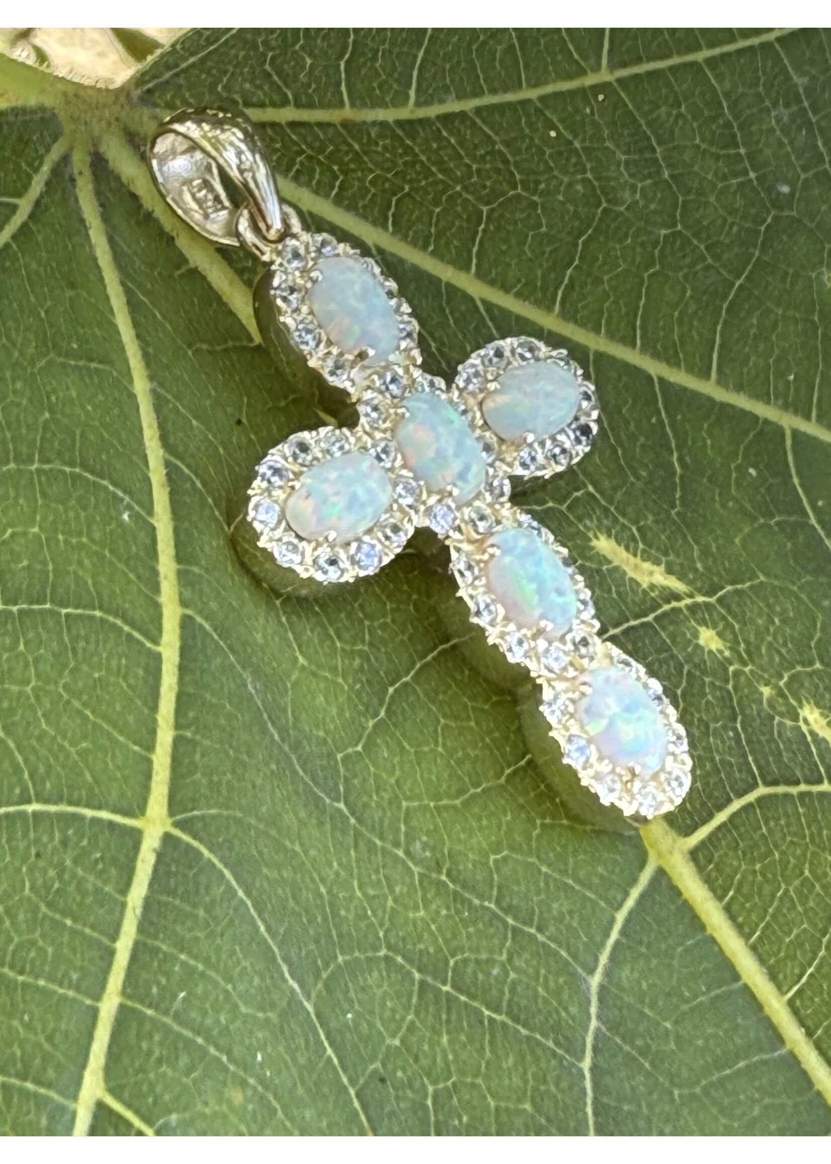 Vintage & Occasion 14k Gouden Kkruis met Zirkonia en Opaal | Occasion Sieraad