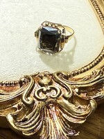 Vintage & Occasion Geelgouden 14k  ring met hematiet - maat 19.25