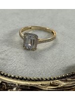 Vintage & Occasion Geelgouden ring  met zirkonia baquette - maat 17.5
