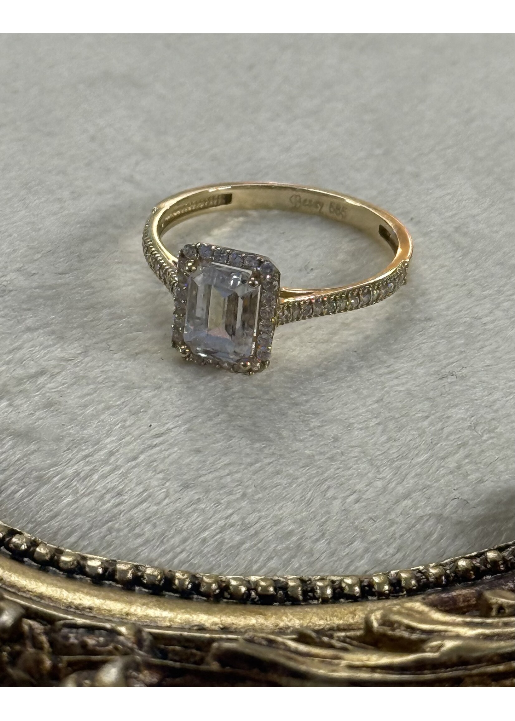 Vintage & Occasion Geelgouden ring  met zirkonia baquette - maat 17.5