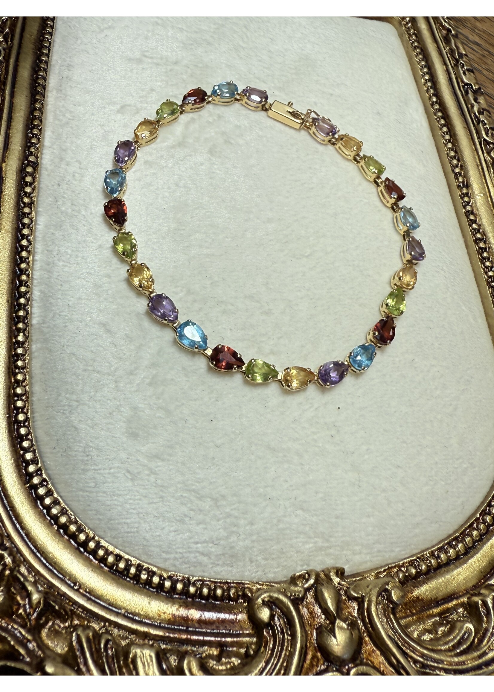 Vintage & Occasion Geelgouden armband met gekleurde zirkonia - 19cm