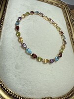 Vintage & Occasion Geelgouden armband met gekleurde zirkonia - 19cm