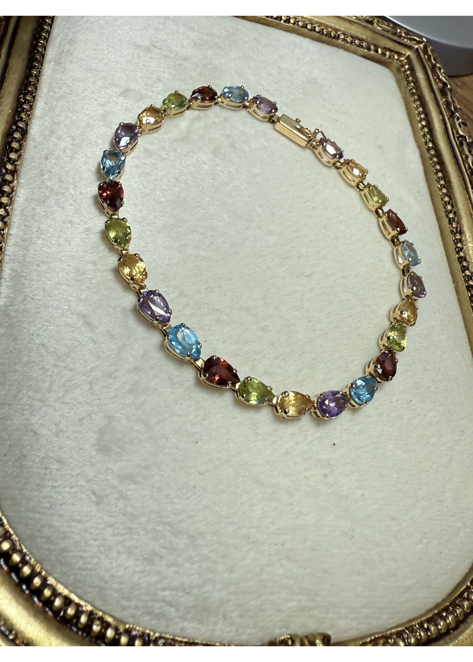 Vintage & Occasion Geelgouden armband met gekleurde zirkonia - 19cm