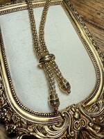 Vintage & Occasion Geelgouden collier 14k met robijn en saffier  45 cm