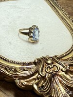 Vintage & Occasion Geelgouden  8 k (bwg) ring met blauwe steen - maat 18.5