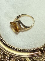 Vintage & Occasion Geelgouden  14k ring met citrien - maat 19