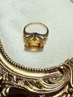 Vintage & Occasion Geelgouden  14k ring met citrien - maat 19