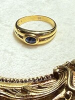 Vintage & Occasion Geelgouden ring 14k met saffier - maat 21