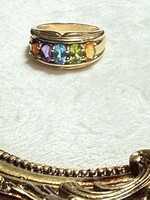 Vintage & Occasion Geelgouden ring met multicolor steentjes - maat 19