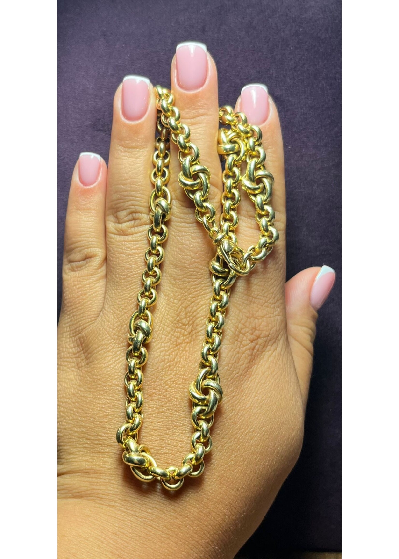 Vintage & Occasion Geelgouden 14k  luxe collier jasseron met luxe knopen - lengte 45 cm