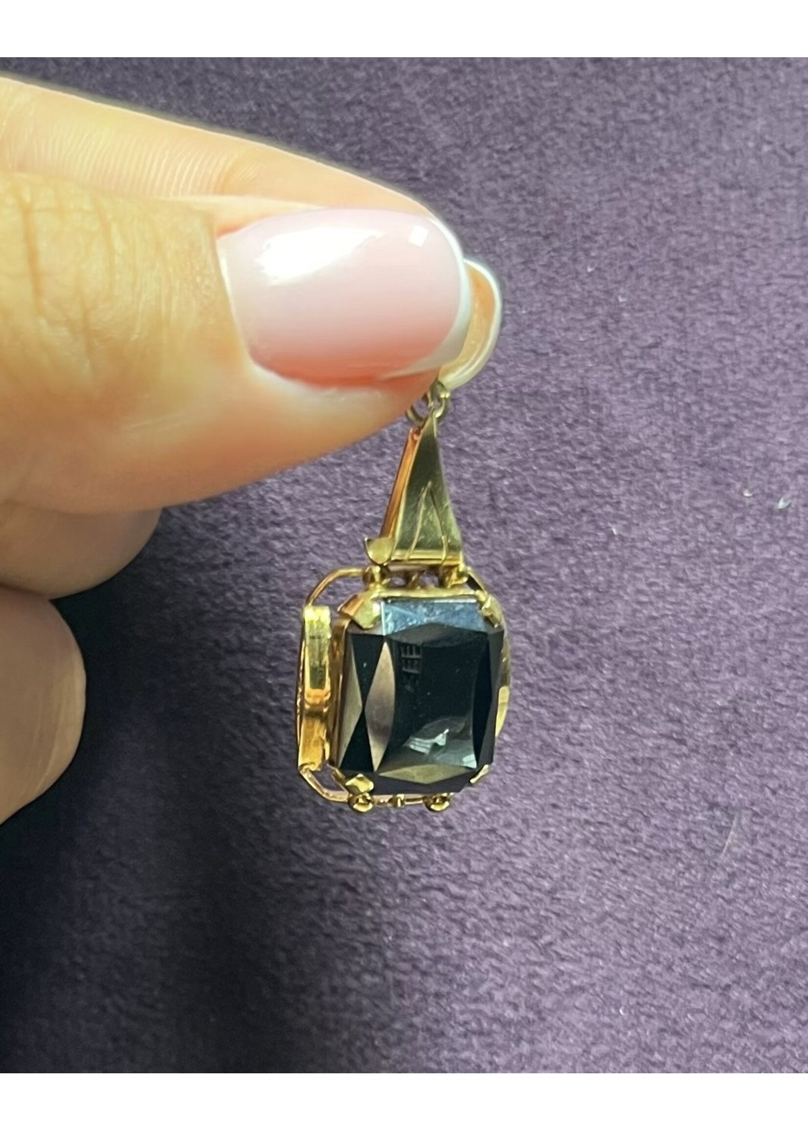 Vintage & Occasion Geelgouden  14 k hanger met hematiet