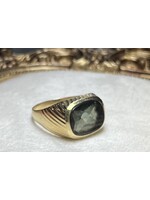 Vintage & Occasion Geelgouden 14 k zegelring met groene steen ovaal - maat 21