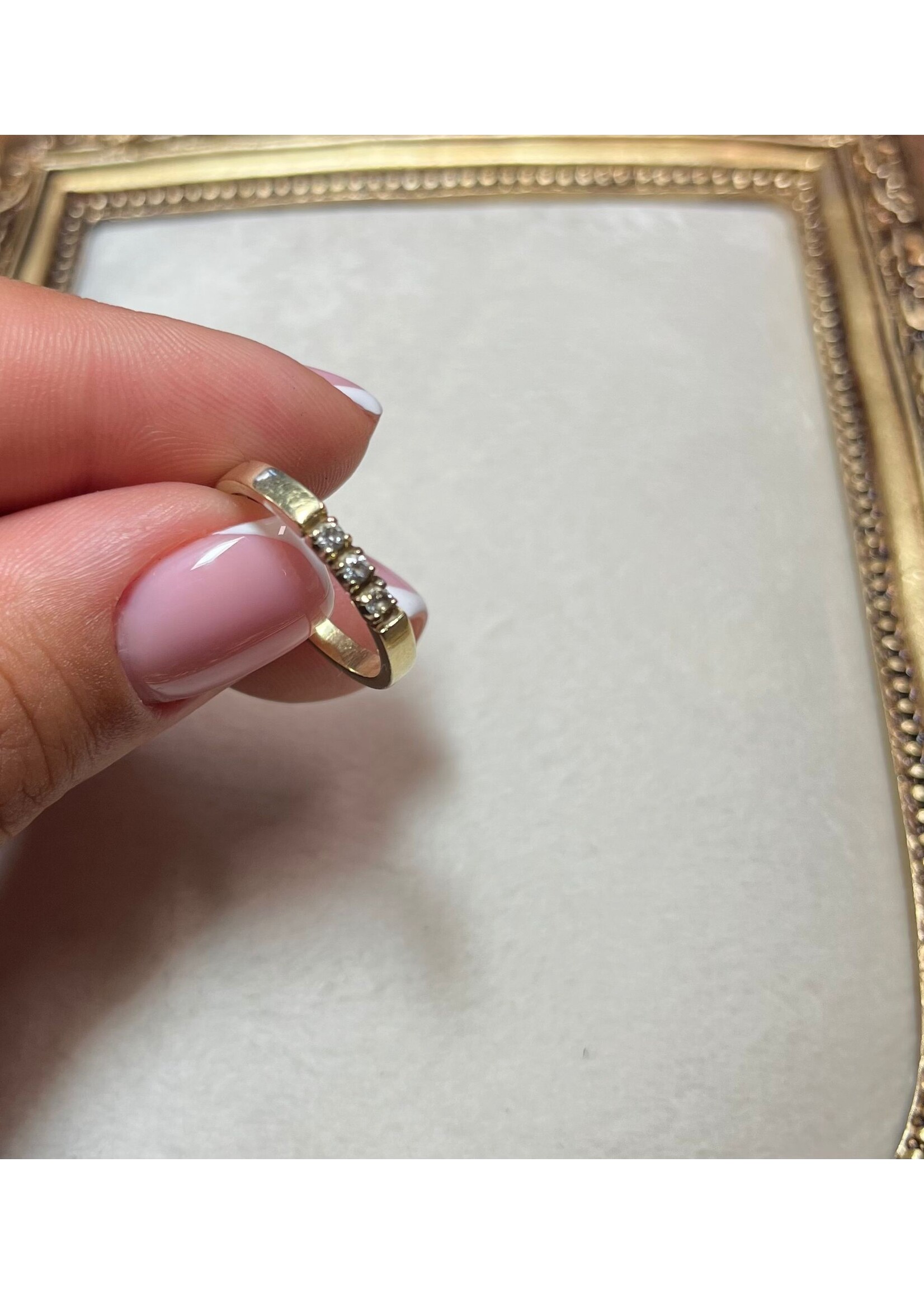 Vintage & Occasion Geelgouden 14k  rijring met briljanten 3  stuks - maat 17.5