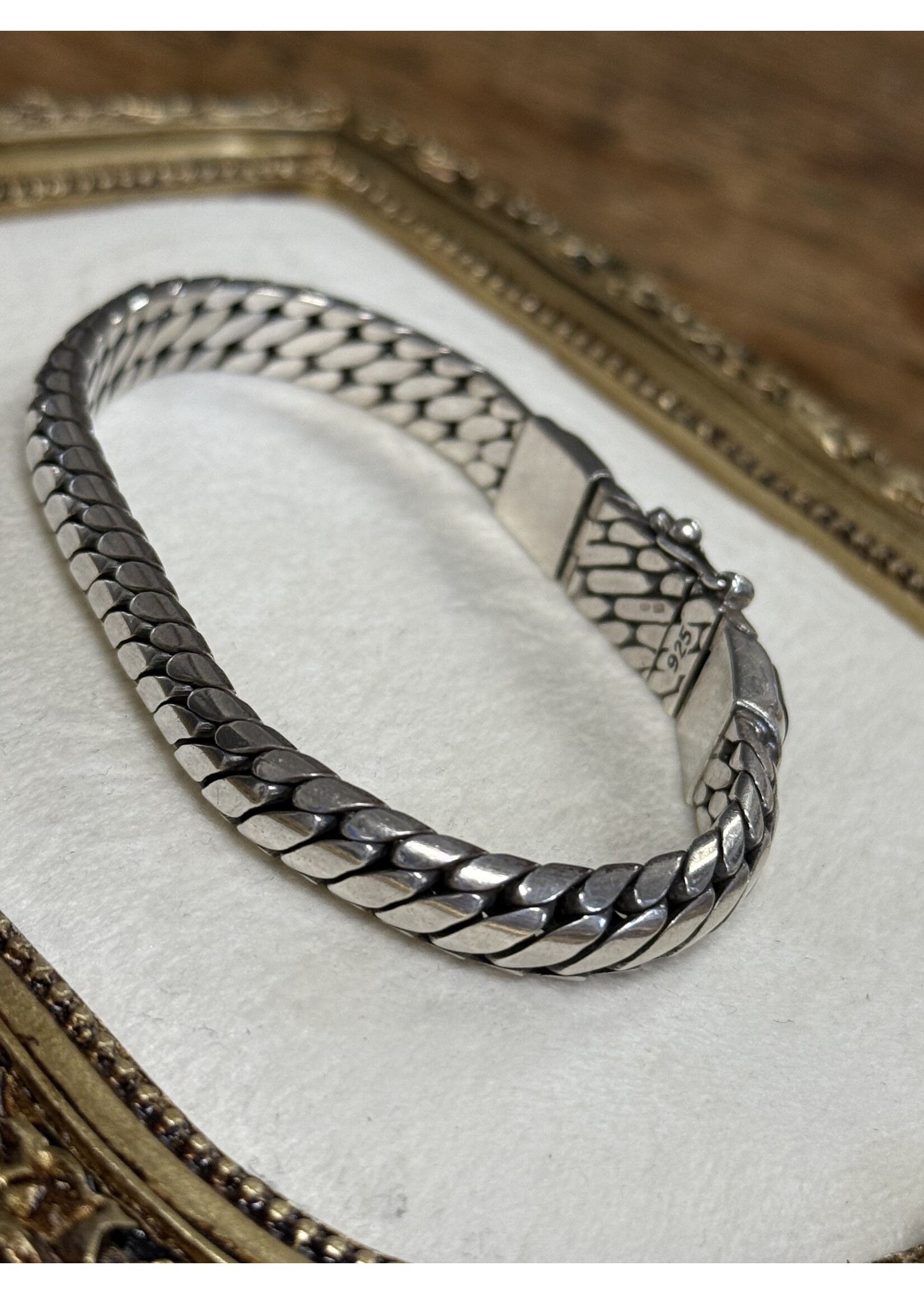 Vintage & Occasion Zilveren occasion buddha to buddha armband met onyx 19cm