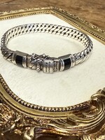 Vintage & Occasion Zilveren occasion buddha to buddha armband met onyx 19cm