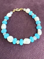 Trollbeads Cataleya Huiscollectie - Armband mix aqua - 14k gouden sluiting